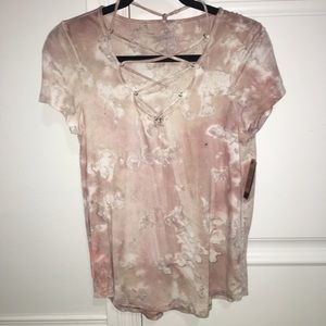 Pink Marble Lace-up Shirt